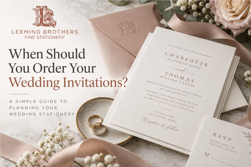 When should you order wedding invitations? Discover when to design, order and send your invitations with our wedding stationery timeline. - Blog Thumbnail Image